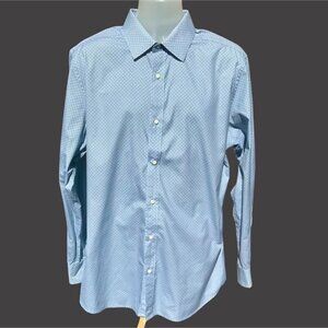 MTAILOR CUSTOM MADE CLOTHING BLUE DECO LATTICE LONG SLEEVE DRESS SHIRT LARGE